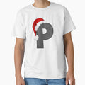 Letter P Santa Hat T-Shirt - Unique Graphic for Adults - T-Shirt, Sweatshirt, Hoodie