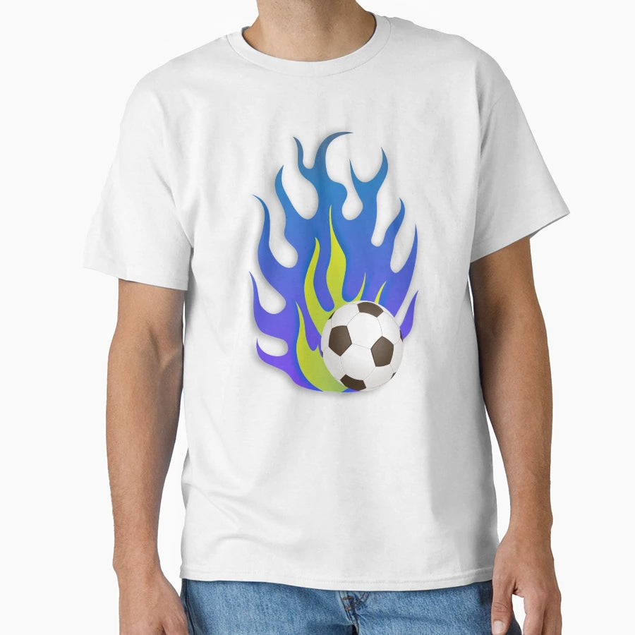 Soccer Fire Blue Green T-Shirt - Streetwear Style for Adults - T-Shirt, Sweatshirt, Hoodie