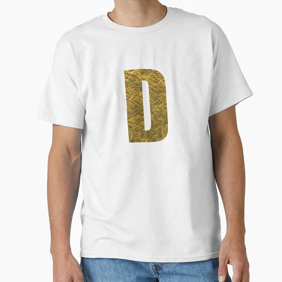 Letter D Yellow And Gold Water Wave T-Shirt - Casual Everyday Wear Unisex - T-Shirt, Sweatshirt, Hoodie