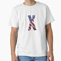 Letter X Patriotic Art American Flag T-Shirt - Minimalist Print Men Women - T-Shirt, Sweatshirt, Hoodie