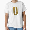 Letter U Yellow And Gold Water Wave T-Shirt - Novelty Apparel for Adults - T-Shirt, Sweatshirt, Hoodie