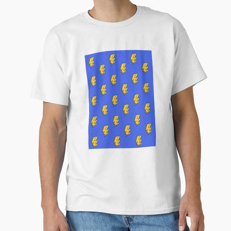 Lightning Bolts Blue Background T-Shirt - Casual Everyday Wear Men Women - T-Shirt, Sweatshirt, Hoodie