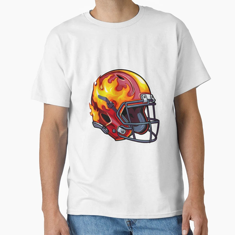Fire Football Helmet T-Shirt - Minimalist Print Unisex - T-Shirt, Sweatshirt, Hoodie