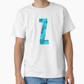 Letter Z Monogram Letter Art Cyan T-Shirt - Aesthetic Graphic for Adults - T-Shirt, Sweatshirt, Hoodie