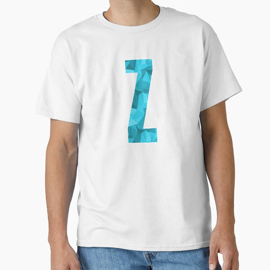 Letter Z Monogram Letter Art Cyan T-Shirt - Aesthetic Graphic for Adults - T-Shirt, Sweatshirt, Hoodie