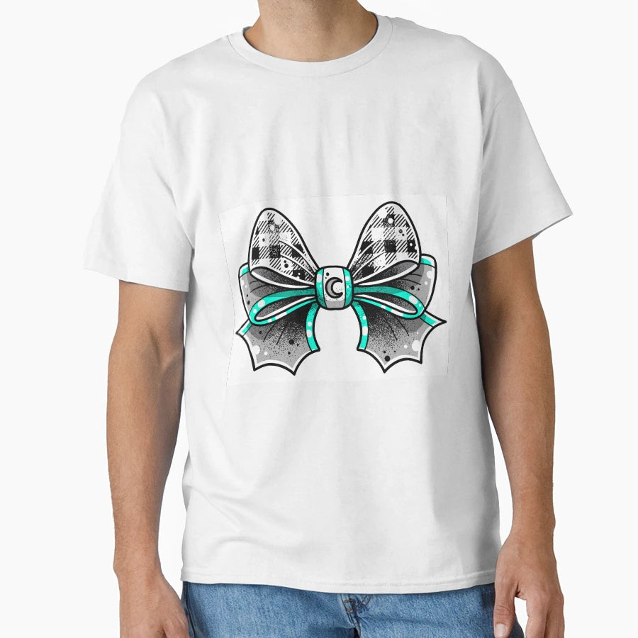 Gingham Crescent Moon Bow Goth T-Shirt - Custom Art Print Men Women - T-Shirt, Sweatshirt, Hoodie