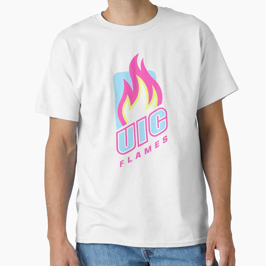 Uic Flames Neon T-Shirt - Fun Novelty Design for Adults - T-Shirt, Sweatshirt, Hoodie