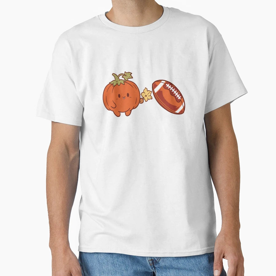 Pumpkin Loves Football October T-Shirt - Casual Everyday Wear for Adults - T-Shirt, Sweatshirt, Hoodie