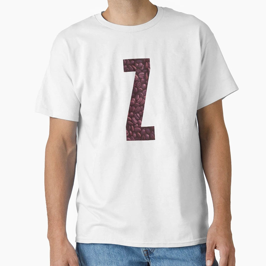 Letter Z Roasted Coffee Bean Monogram Art T-Shirt - Trendy Graphic Unisex - T-Shirt, Sweatshirt, Hoodie