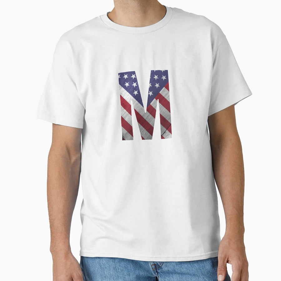 Letter M Patriotic Art American Flag T-Shirt - Streetwear Style for Adults - T-Shirt, Sweatshirt, Hoodie