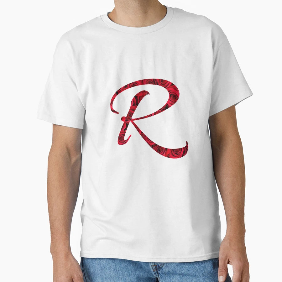 Letter R Red Rose T-Shirt - Streetwear Style Men Women - T-Shirt, Sweatshirt, Hoodie