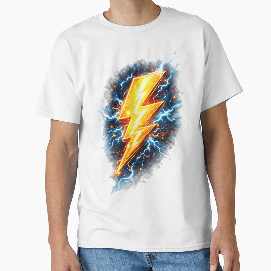 Powerful Golden Lightning Bolt T-Shirt - Streetwear Style for Adults - T-Shirt, Sweatshirt, Hoodie