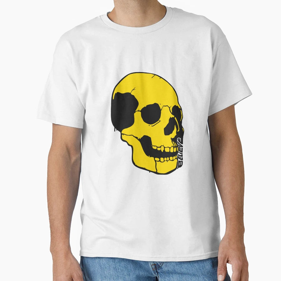 Graffiti Stencil Skull Yellow And T-Shirt - Aesthetic Graphic Men Women - T-Shirt, Sweatshirt, Hoodie