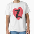 Valentines Day Initial Svg Heart Svg T-Shirt - Minimalist Print for Adults - T-Shirt, Sweatshirt, Hoodie