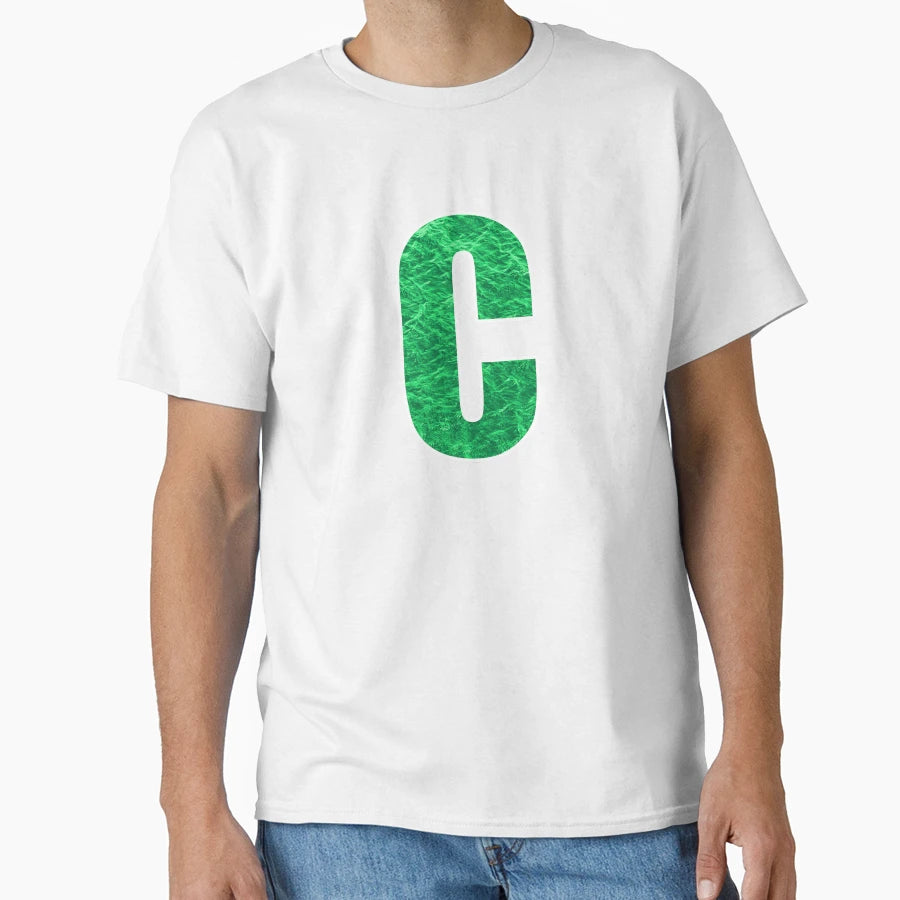 Letter C Green Water Wave Ocean Art T-Shirt - Aesthetic Graphic for Adults - T-Shirt, Sweatshirt, Hoodie