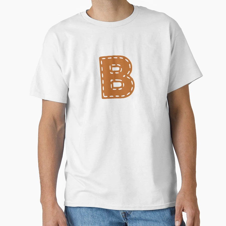 B Letter Sewn College Usa Leather T-Shirt - Trendy Graphic Unisex - T-Shirt, Sweatshirt, Hoodie