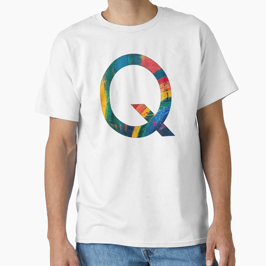 Rainbow Paint Letter Q T-Shirt - Unique Graphic Unisex - T-Shirt, Sweatshirt, Hoodie