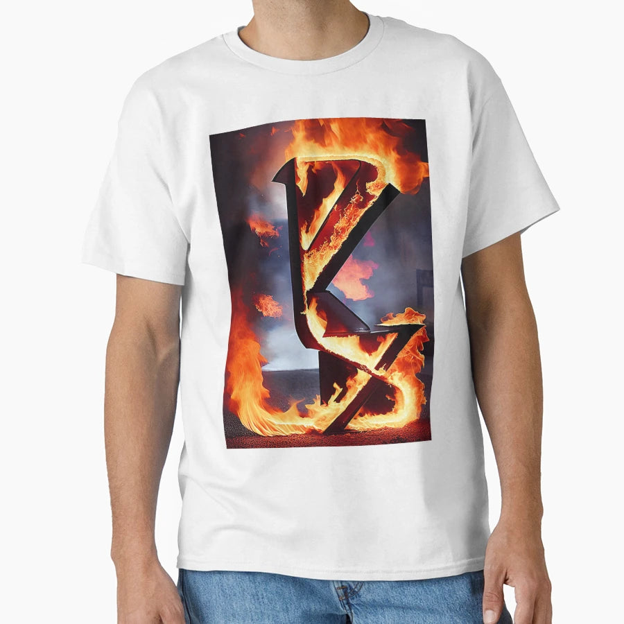 Fire Letters Alphabet K V X Togheter T-Shirt - Aesthetic Graphic Men Women - T-Shirt, Sweatshirt, Hoodie