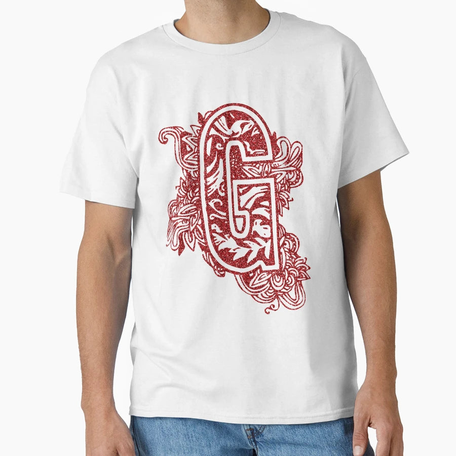 Red Glitter Floral Letter G T-Shirt - Streetwear Style Men Women - T-Shirt, Sweatshirt, Hoodie