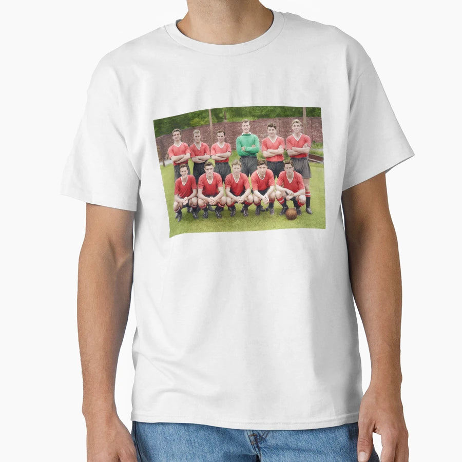 Old Manchester United Squad Pic Pre T-Shirt - Fun Novelty Design Unisex - T-Shirt, Sweatshirt, Hoodie