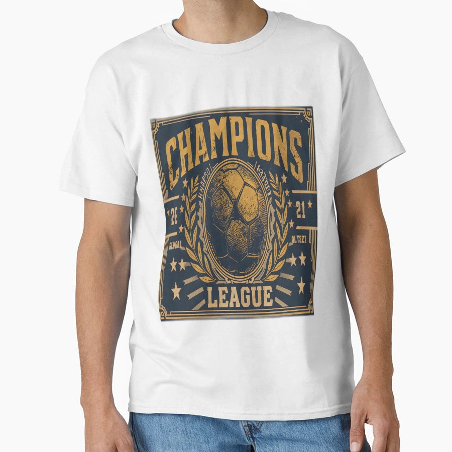 Champions League Art Deco Soccer T-Shirt - Graphic Print for Adults - T-Shirt, Sweatshirt, Hoodie