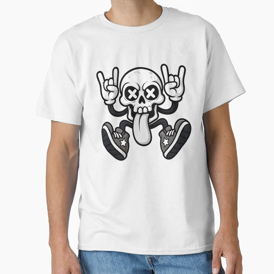 Kawaii Punk Skull Monochrome Rock T-Shirt - Fun Novelty Design Unisex - T-Shirt, Sweatshirt, Hoodie