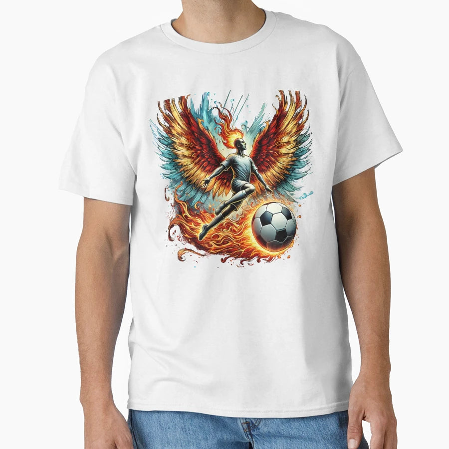 Fire Wings Football Player Soar Passion T-Shirt - Custom Art Print Unisex - T-Shirt, Sweatshirt, Hoodie