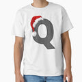 Letter Q Santa Hat T-Shirt - Trendy Graphic for Adults - T-Shirt, Sweatshirt, Hoodie