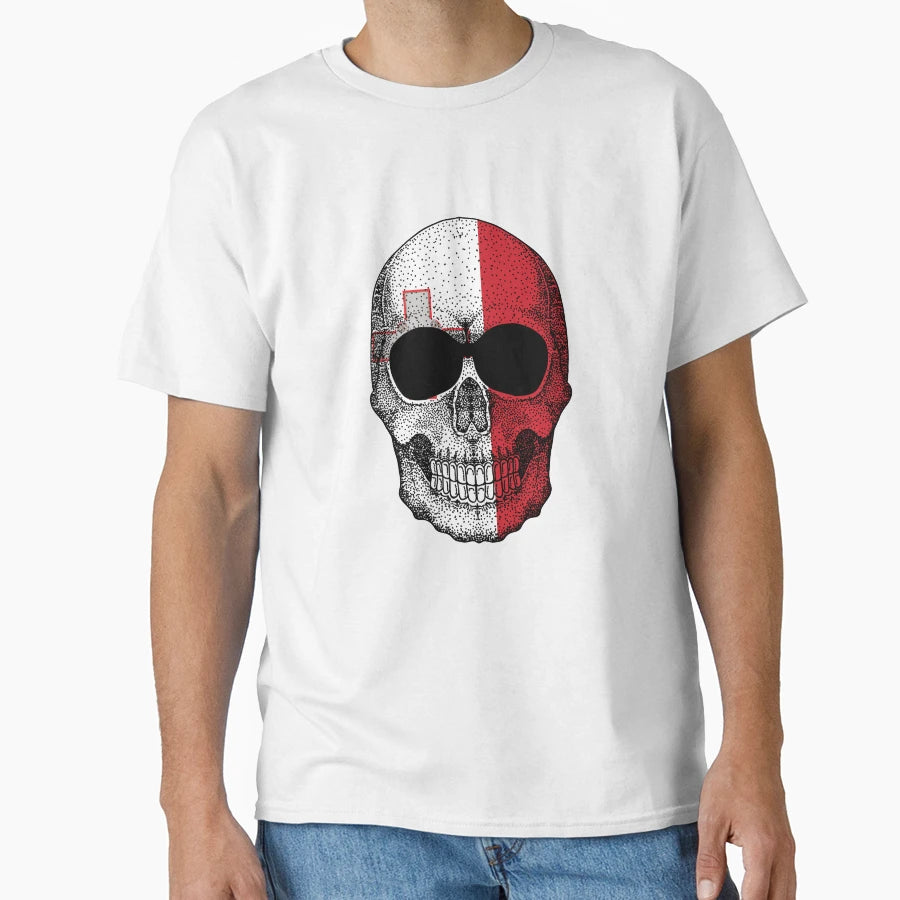 Skull Malta Flag T-Shirt - Trendy Graphic Unisex - T-Shirt, Sweatshirt, Hoodie