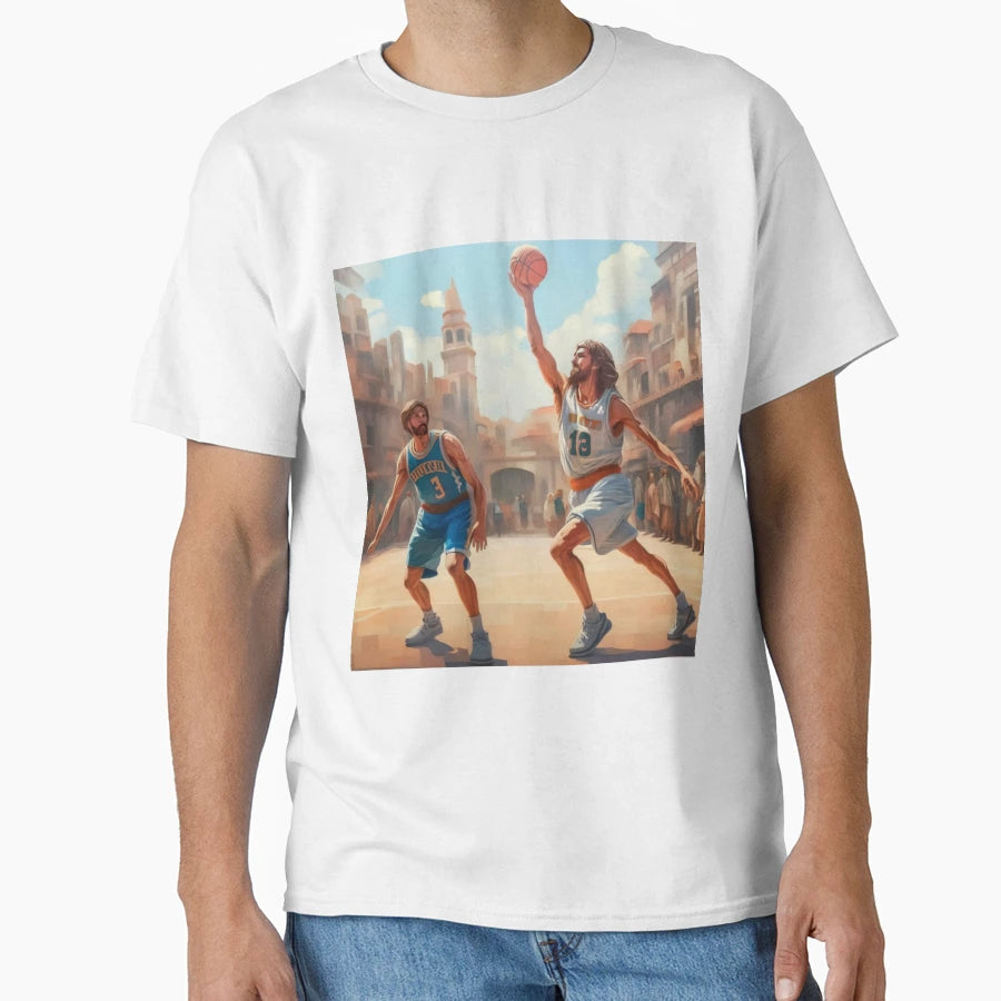 Jesus Christ Playing Basketball T-Shirt - Streetwear Style for Adults - T-Shirt, Sweatshirt, Hoodie