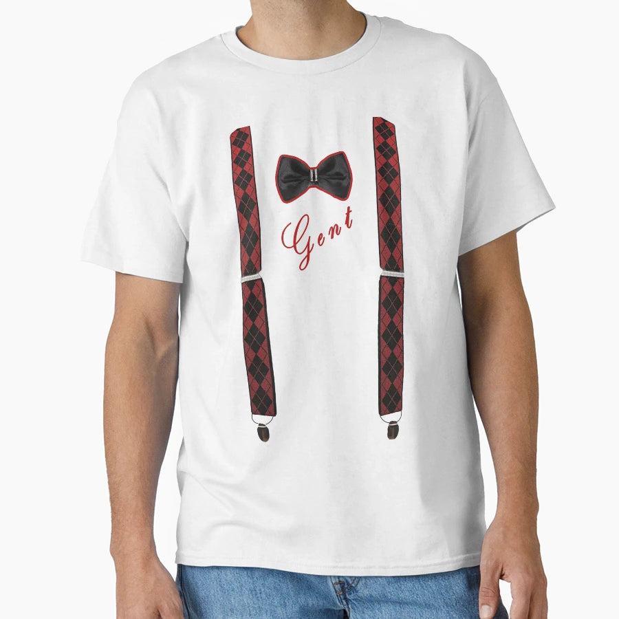 Gent I Am Gentleman Suspenders And Bow T-Shirt - Custom Art Print Unisex - T-Shirt, Sweatshirt, Hoodie