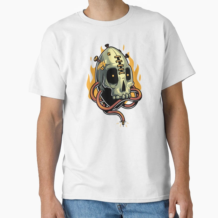 Skull Fire T-Shirt - Minimalist Print Unisex - T-Shirt, Sweatshirt, Hoodie
