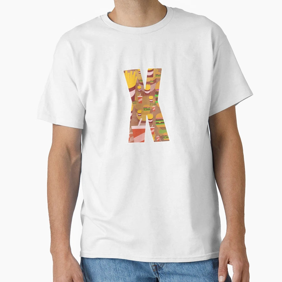 Letter X Burger Fries And Soda Fast T-Shirt - Trendy Graphic Men Women - T-Shirt, Sweatshirt, Hoodie