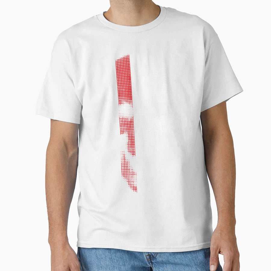 Halftone Skull Red Stripe T-Shirt - Minimalist Print Unisex - T-Shirt, Sweatshirt, Hoodie