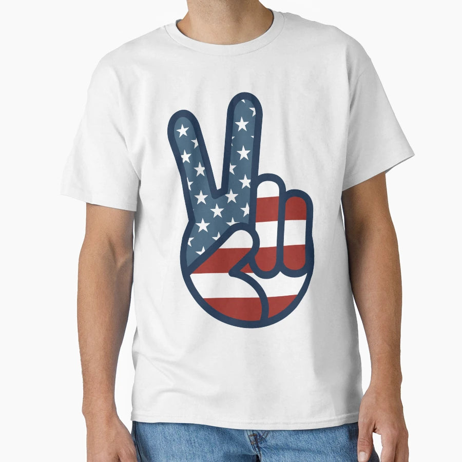 Salty Dog American Flag Peace Sign Icon T-Shirt - Graphic Print Unisex - T-Shirt, Sweatshirt, Hoodie