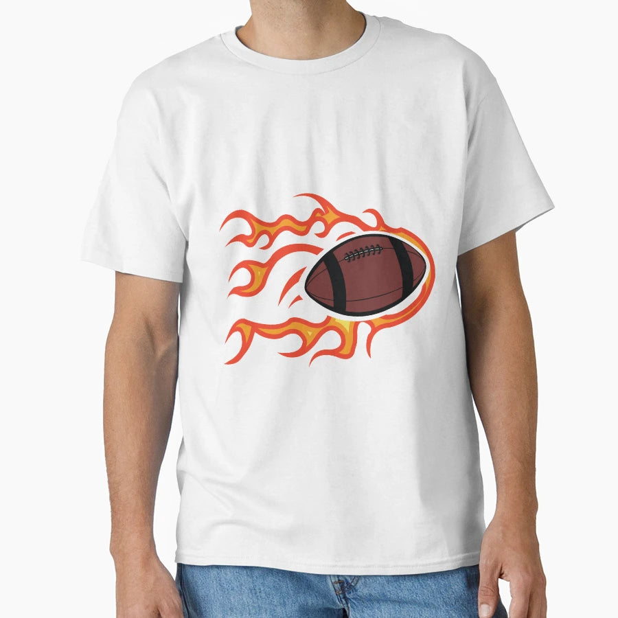 Football Ball Fire T-Shirt - Minimalist Print for Adults - T-Shirt, Sweatshirt, Hoodie
