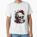 Memento Mori Flowers Skull T-Shirt - Casual Everyday Wear for Adults - T-Shirt, Sweatshirt, Hoodie