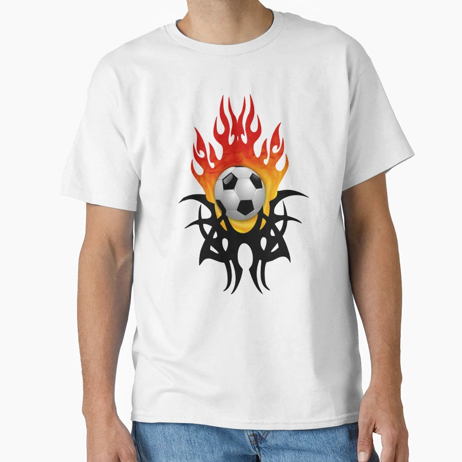 Soccer Ball Flames T-Shirt - Fun Novelty Design Men Women - T-Shirt, Sweatshirt, Hoodie