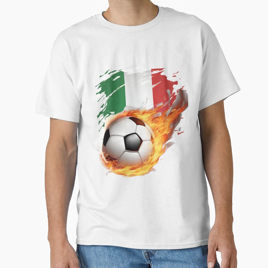 Flaming Football Italian Flag T-Shirt - Novelty Apparel Unisex - T-Shirt, Sweatshirt, Hoodie