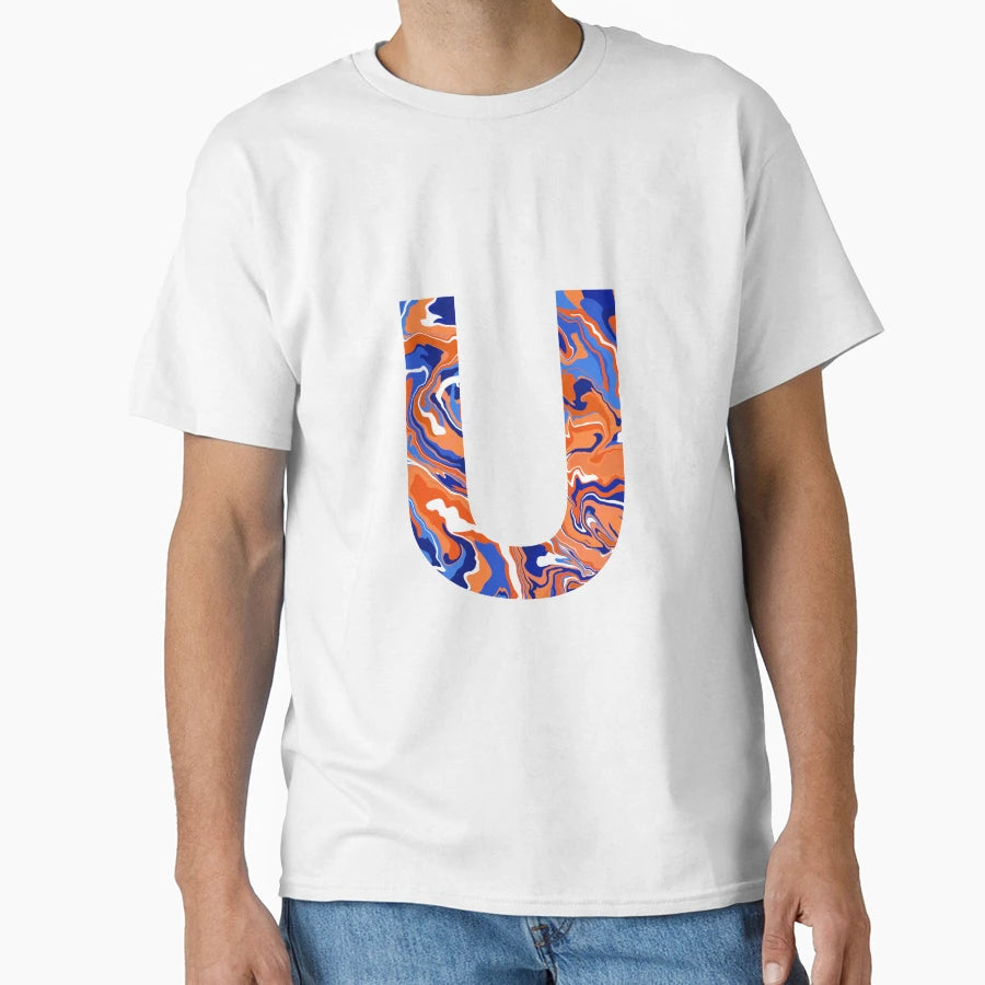 Orange And Blue Marble U T-Shirt - Casual Everyday Wear Men Women - T-Shirt, Sweatshirt, Hoodie