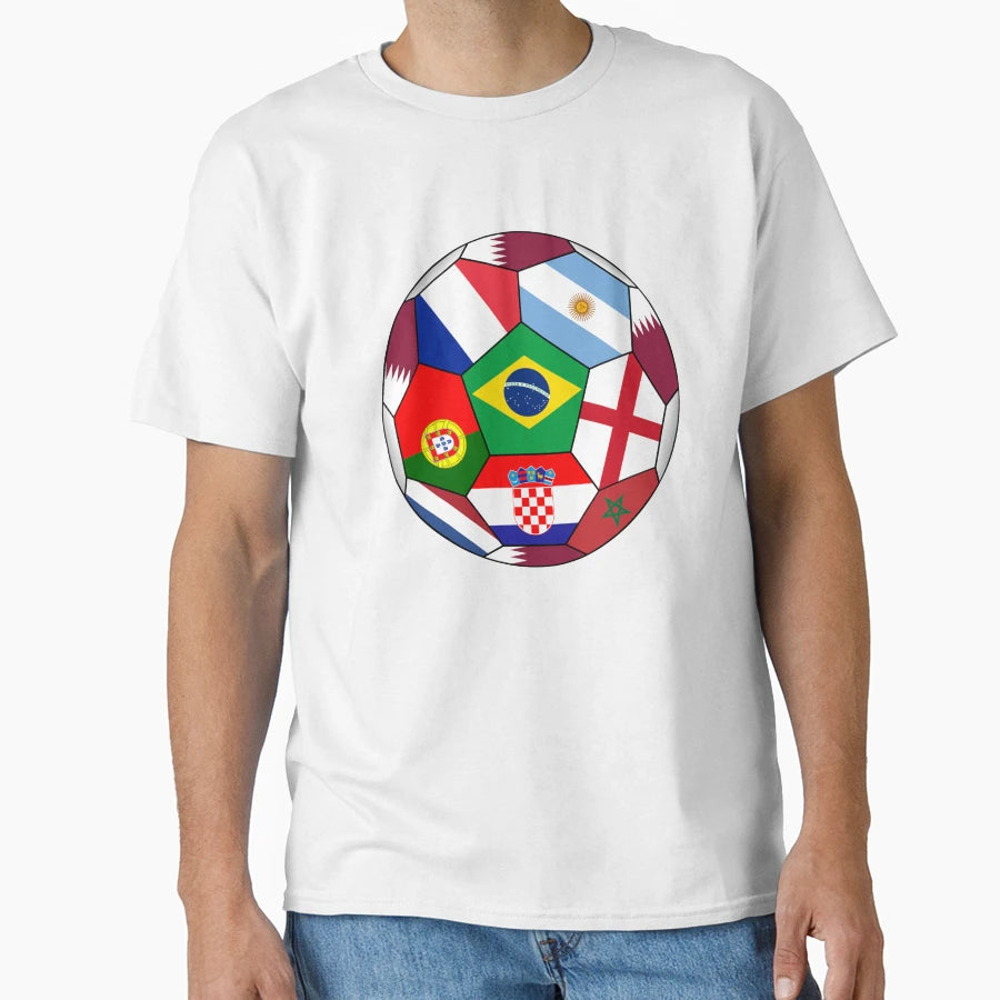Soccer Ball Flags Osmi Finale Qatar T-Shirt - Novelty Apparel for Adults - T-Shirt, Sweatshirt, Hoodie