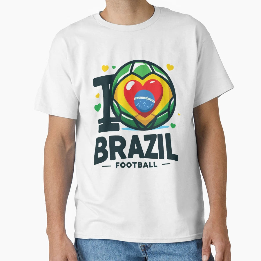 I Love Brazil Football T-Shirt - Novelty Apparel Men Women - T-Shirt, Sweatshirt, Hoodie