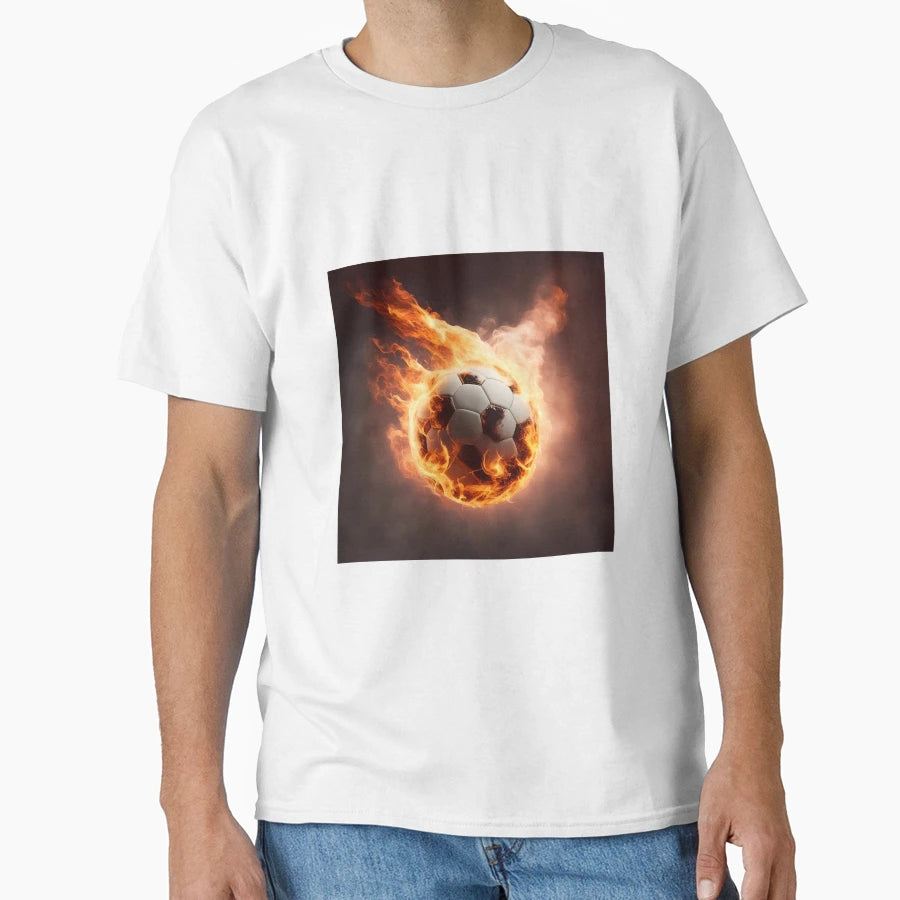 Soccer Ball Fire T-Shirt - Aesthetic Graphic for Adults - T-Shirt, Sweatshirt, Hoodie