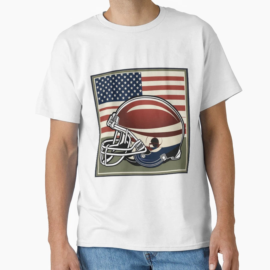 Usa American Football Flag Helmet T-Shirt - Fun Novelty Design for Adults - T-Shirt, Sweatshirt, Hoodie