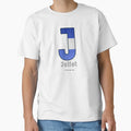 Juliet Navy Alphabet Leather T-Shirt - Minimalist Print Men Women - T-Shirt, Sweatshirt, Hoodie