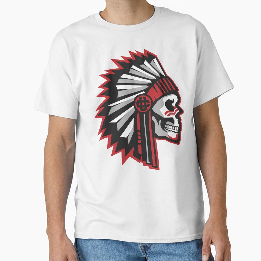 Skull Warbonnet Black White T-Shirt - Graphic Print Men Women - T-Shirt, Sweatshirt, Hoodie
