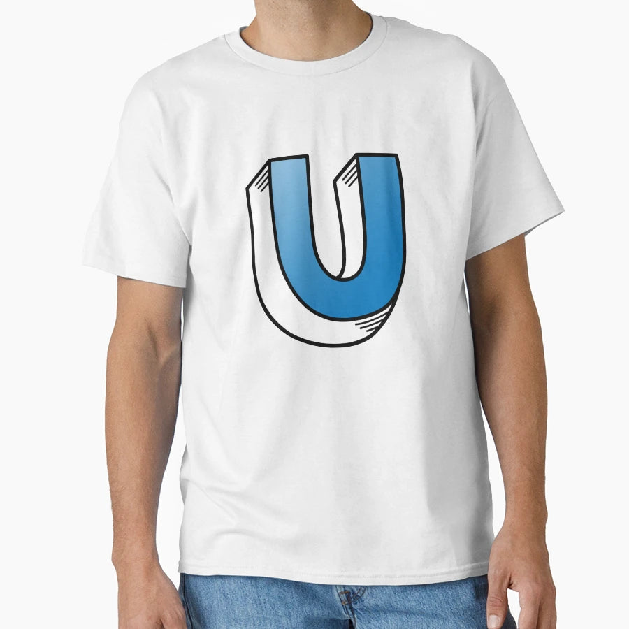 Letter U Blue T-Shirt - Unique Graphic Unisex - T-Shirt, Sweatshirt, Hoodie
