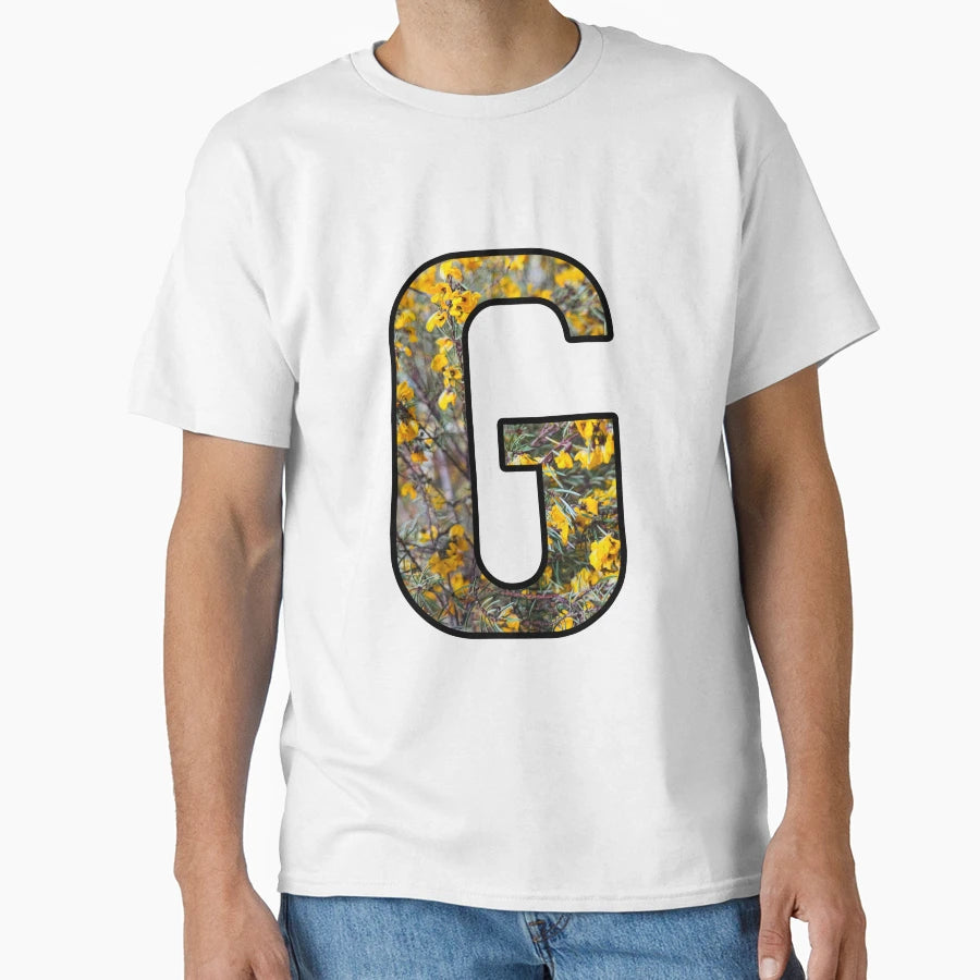 Letter G Monogram Yellow Flower Alphabet T-Shirt - Graphic Print Men Women - T-Shirt, Sweatshirt, Hoodie