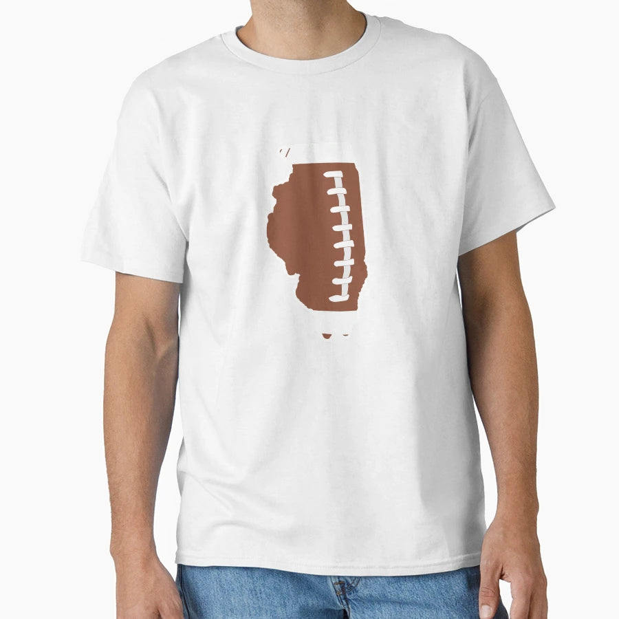 Football Illinois Fun Football Lover T-Shirt - Minimalist Print Men Women - T-Shirt, Sweatshirt, Hoodie