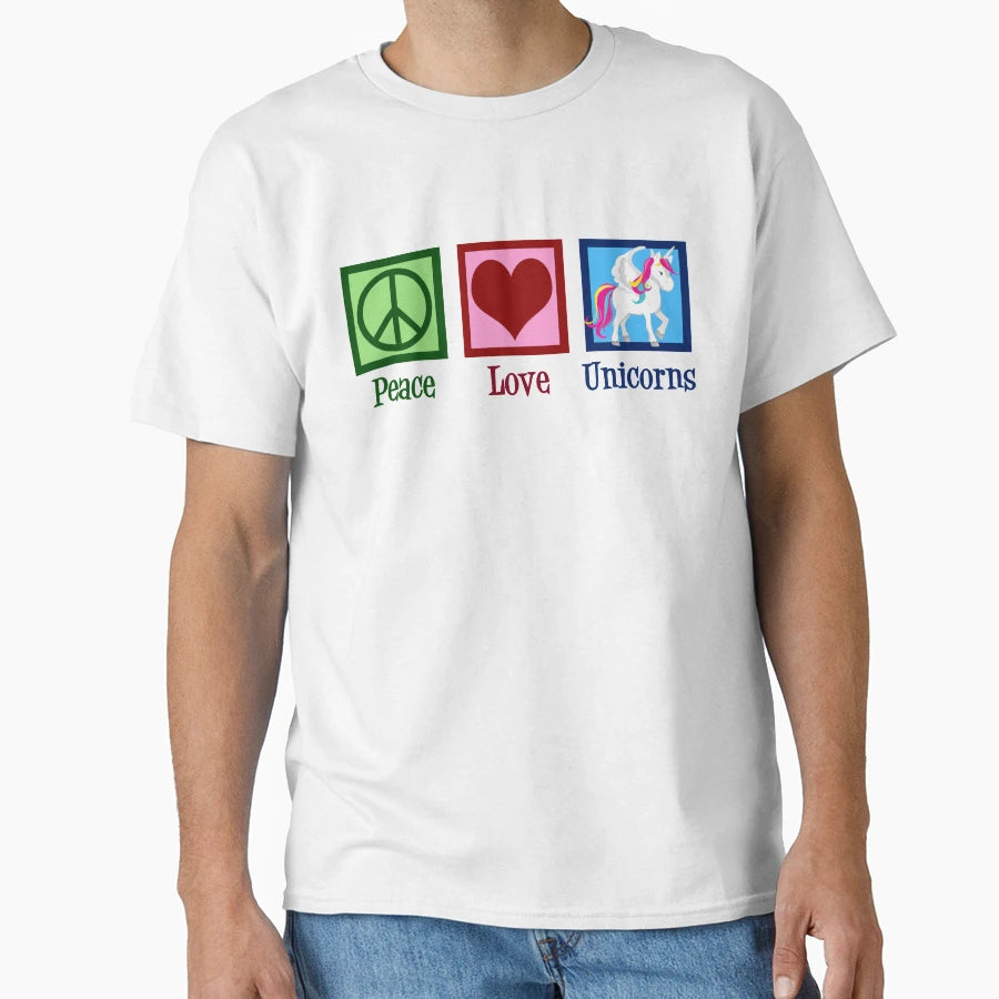 Peace Love Unicorns T-Shirt - Trendy Graphic Men Women - T-Shirt, Sweatshirt, Hoodie